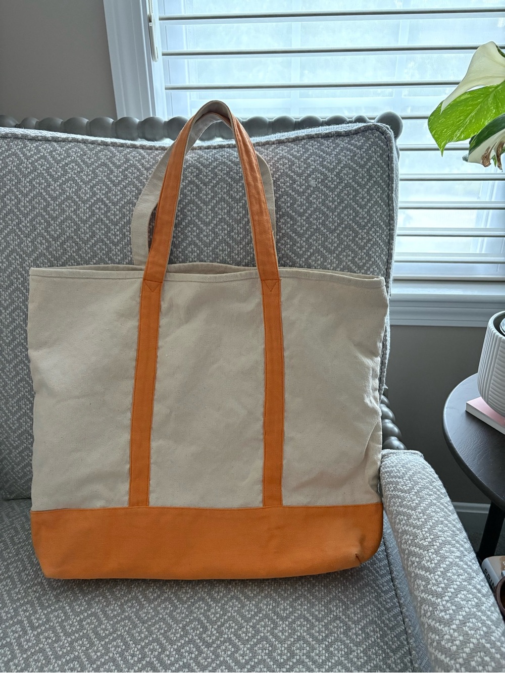 Canvas Tote Bag with Orange strap